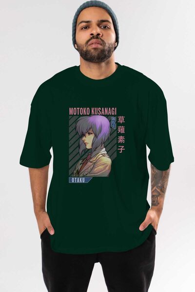 Ankhises Motoko Kusanagi 4 Anime Front Štampano Emerald Green Oversize kroj T...