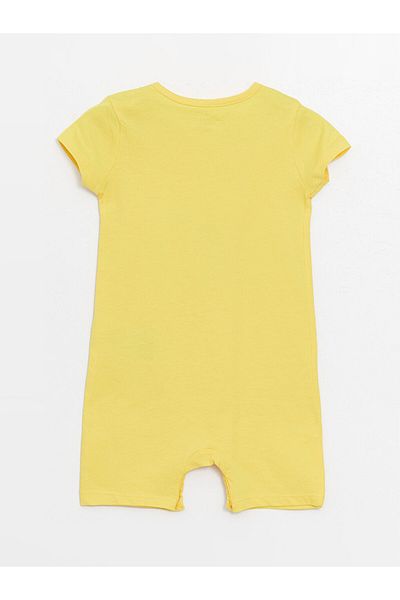 LC Waikiki LCW ECO Crew Neck Short Sleeve Printed Cotton Baby Girl Jumpsuit
