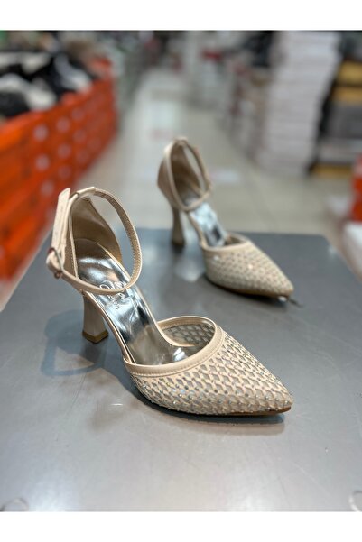 Hacıoğlu Ayakkabı Γυναικεία παπούτσια με τακούνι Şah Güpürlü με πέτρα και ζών...