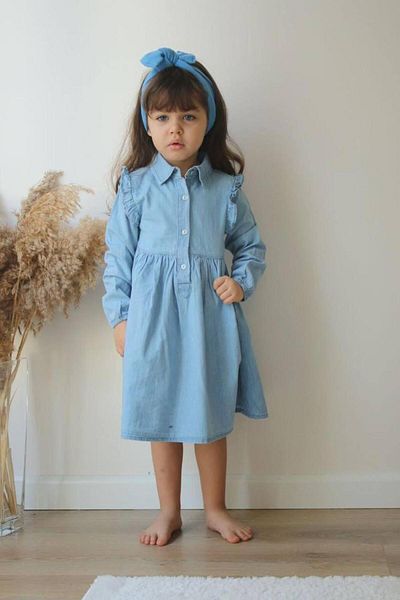 MİNİKO KİDS Fata - Rochie Denim cu guler