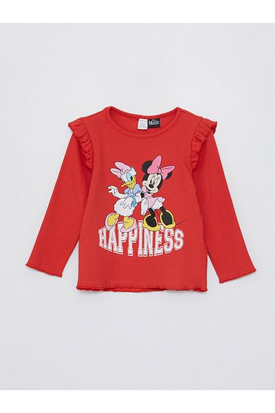 LC Waikiki baby Crew Neck Long Sleeve Minnie Mouse Printed Cotton Baby Girl T-Shirt Pack of 2