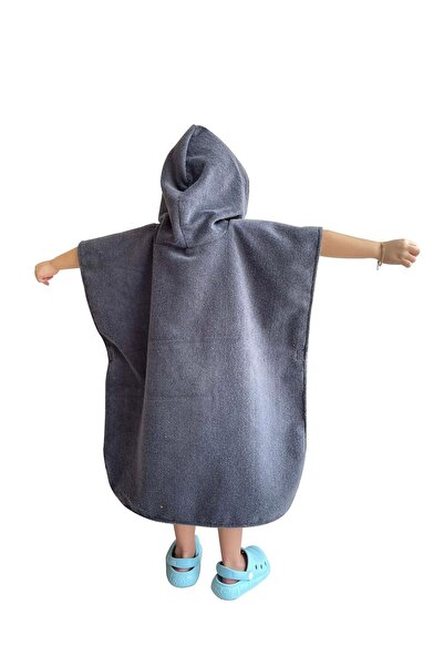 Miami Beach Children's Gray Polar Bear Embroidered Fast Water Absorbing Hooded Bath Pool Beach Poncho Towel