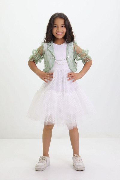 Fox Life Kids Rochie de seara de nunta fetita cu jacheta din tul - Flk159