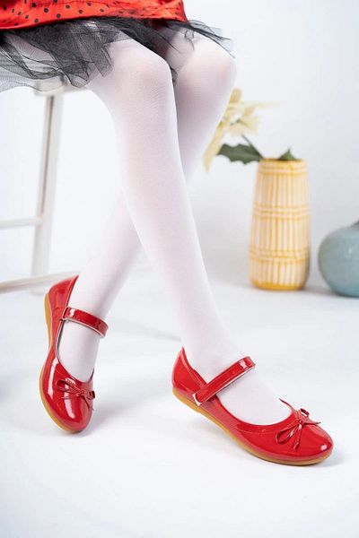 NS Little Orthopedic Girl's Ballerinas - Thin Bow Detail, Patent Leather, Stylish