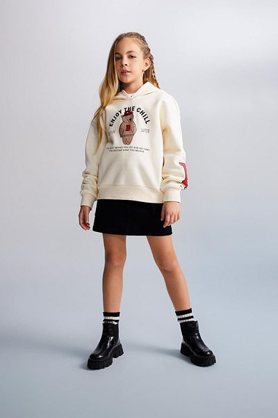 DeFacto Girl's Soft Furry Hooded Sweatshirt - A4826A823Au