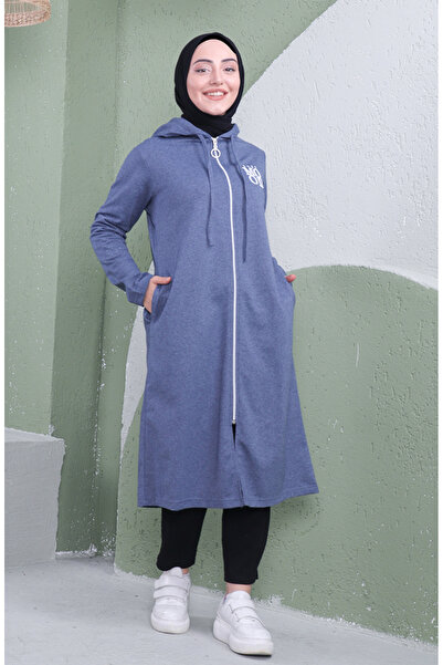 sefamerve Kapüşonlu Spor Kap 3081-09 İndigo