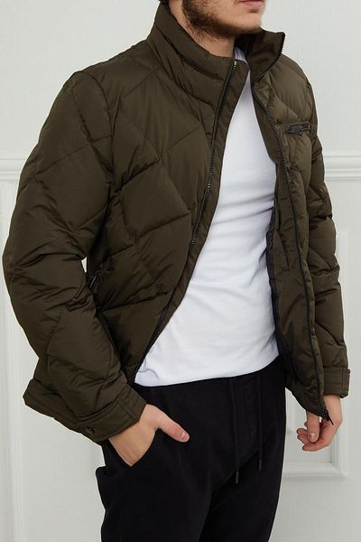 PIQUE Hscstore Ανδρική τσέπη με φερμουάρ με λεπτομέρειες Χακί παλτό- MINAS