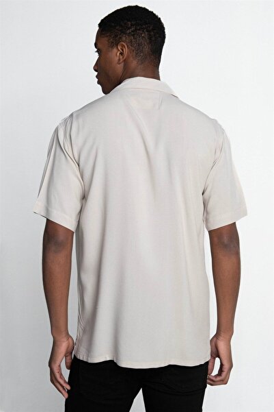 Tudors Sportovní košile Relax Fit s krátkým rukávem z viskózy z pohodlné tkaniny s otevřeným límečkem