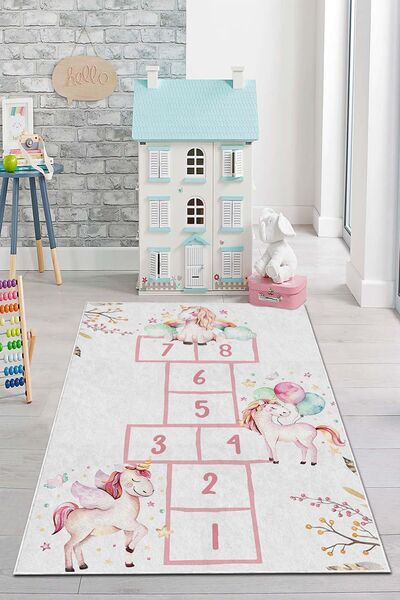 PINKIE HOME Kaymaz Makinede Yıkanabilir Leke Tutmaz Çocuk Odası Halısı Oyun H...