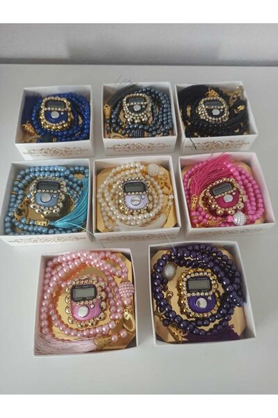 esenavm 20li hediyelik dagitmalik tesbih ve taşlı zikirmatik seti karışık renk