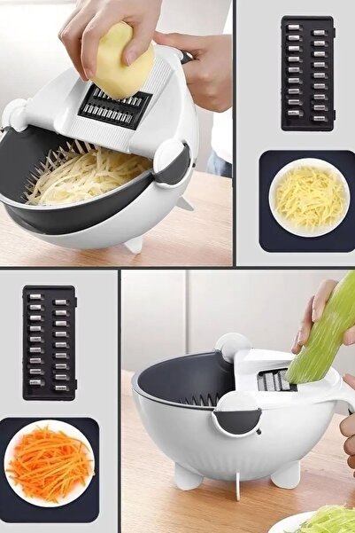 Genel Markalar Döner Pratik Mutfak Rendesi 9In1 Rende Manuel El Rendesi Çok Fonksiyonlu Mutfak Yardımcısı