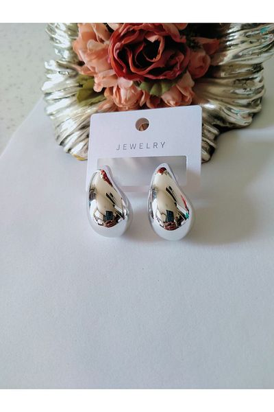 MİRAKSESUAR Silver Color Drop Earrings