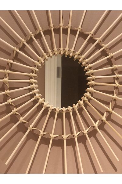 theconcepthomes Decorative Bamboo Stick Mirror Raffia