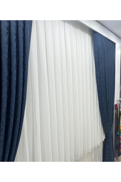 FİENS Short Bamboo Slub Don't Want Ironing Non-Wrinkle Tulle Curtain 1e2layer Pleated