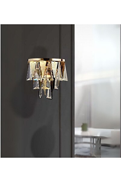 RONİSU AYDINLATMA Miray Taşlı Aplik   Kristal Cam Taşlı Lüks Duvar Aydınlatması