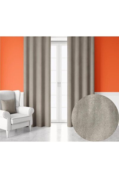 EraHome Kadife Fon Perde Açık Gri Tek Kanat
