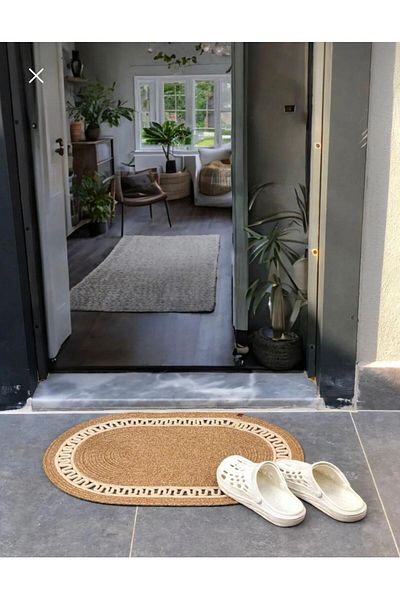 ModaCardin Door Front Jute Wicker Mat - Toilet Seat and Countertop Design