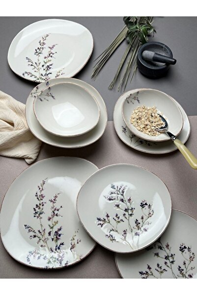 tabakevi TABAK EVİ Porselen Pebble Yemek Takımı Lila 4 Kişilik 12 Parça