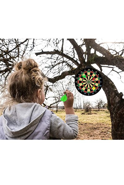 faial Dart Tahtası Seti 15 İnç Büyük Orta Boy Çift Taraflı Dart Tahtası Oyun Seti