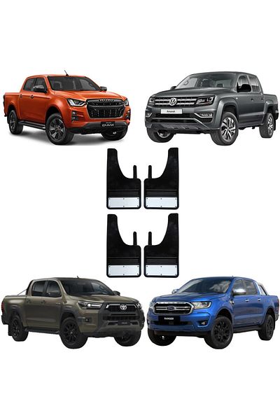 YeniDünyaOto 4-Piece Pick Up (PICKUP) Pickup Truck Amarok Hilux Dmax Ranger Navara EtcMudflap Mudguard Dust Cover Byz0px001
