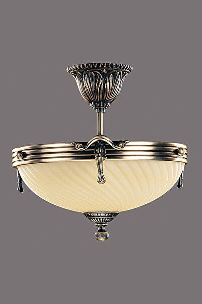 Avize çarşısı Omega Tekli Ananas Renkli Cam Başlıklı, Eskitme Antik Renk Metal Gövde, Sarkıt Avize Bs.3035-52-42 A