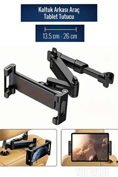 The Wlue Araç İçi Akrobat Koltuk Arkası Tablet ve Telefon Tutucu Stand Ayarlanabilir Açı 13.5cm -26cm Uyumlu