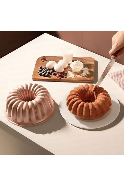 Nehir Yellow Azalea Cake Mold - Rose Gold - 26 cm Standard Aluminum 1 Piece
