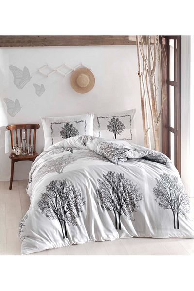 Altınbaşak Σετ Παπλωματοθήκη Διπλό 100% Βαμβακερό Tree Grey
