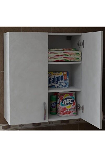 dekorstilim Tamamı Mdf Banyo Üst Dolabı Kapaklı Bölmeli Çamaşır Makinesi Üstü Dolap