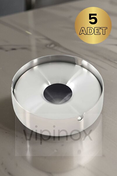 Vipinox 5 قطع منفضة سجائر من الستانلس ستيل مغطاة بالكروم منفضة سجائر مغلقة من...