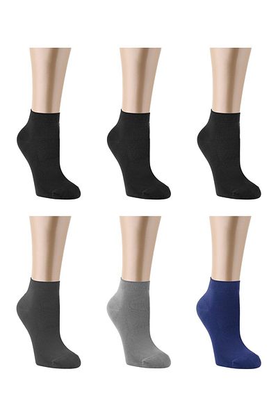 Ozzy Socks 6 чифта бамбукови мъжки безшевни чорапи до глезена, 4 сезона, издръжливи, с пета и пръсти, тъмни цветове
