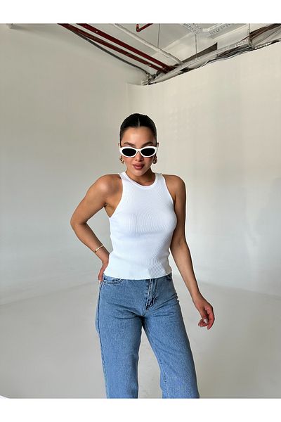 Laluvia Halter Neck Fehér kötöttáru sportoló