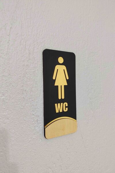 Generic Brand Vertical Oak Series Black Matte Gold Plexi Embossed Warning Dir...