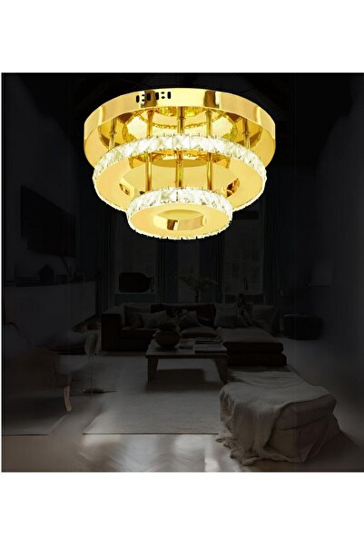 RONİSU AYDINLATMA Plato 2'li Led Avize Plafonyer Taşlı Avize