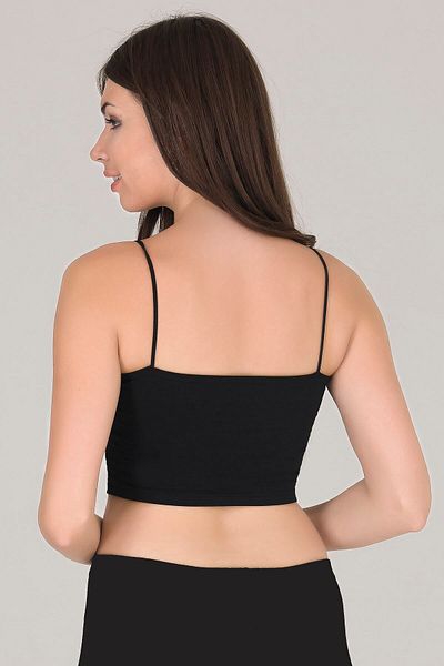 Sensu Women's Rope Strap Black Crop Bustier - Bst1001
