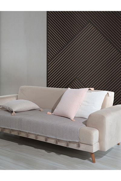 Lux Touch 115 x 200 см Калъф за диван Lavi Pompom Coffee - Шал с пискюли, Диван, Калъф за разтегателен диван, Фотьойл