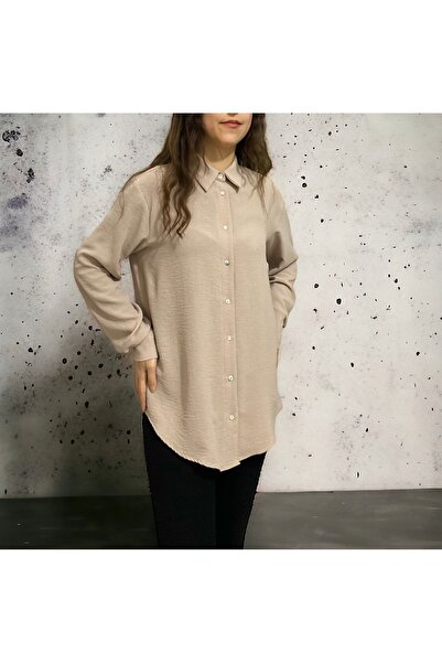 İrem Tekstil Kadın Krem Kumaş Gömlek