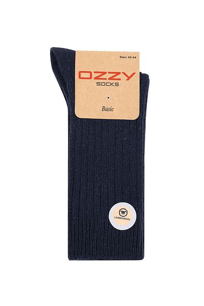 Ozzy Socks 1 чифт зимни мъжки чорапи за сън от агнешка вълна в тъмносини цветове, меки на допир