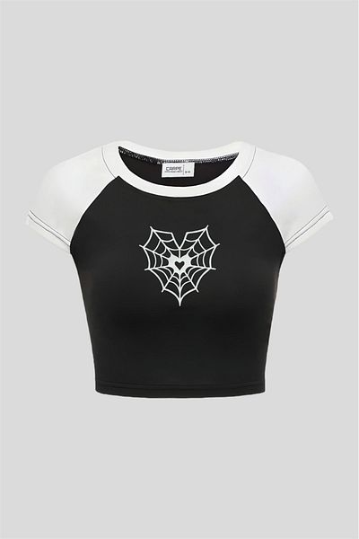 Carpe Spider Web Heart Crop