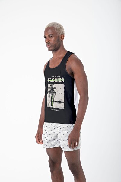 Miami Beach Patterned Zero Sleeve Breathable Fabric Men's Athlete