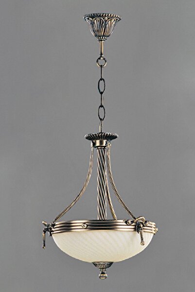 Avize çarşısı Omega Tekli Ananas Renkli Cam Başlıklı, Eskitme Antik Renk Metal Gövde, Sarkıt Avize Bs.3035-52-01 A