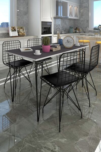 Kenzlife Knsz Masa Sandalye Takımı Hem75Mazlum Grisyh 130*070 4 Sandalye Syhsyh