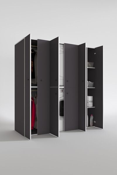 Kenzlife Çamaşır-Kurutma Makinesi Dolabı Ve Giysi Dolabı Suyuti Sol Gri 180*170*60 Banyo