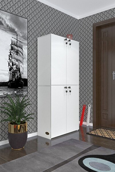 Kenzlife Ayakkabılık Ayakkabı Dolabı Kilitli Gutan Byz 160*70*32 Kapaklı Ofis Dolabı İki Bölme