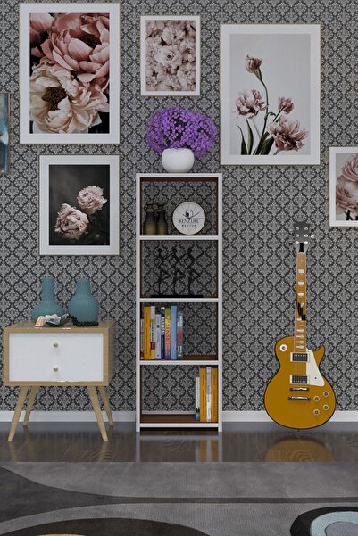Kenzlife Kitaplık Süper Ga 120*40*19 Cvz 4 Katlı Tek Bölme Ofis Mutfak Banyo Dolabı Arkalıksız