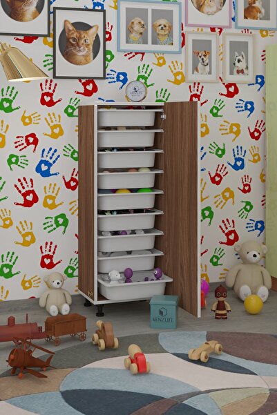 Kenzlife Sepetli Mutfak Dolabı Ruberukapak Cvz 122X45X30 Kapaklı Banyo Çamaşır Beyaz 9 Lu Sepet