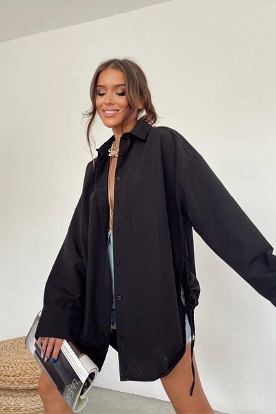 Ded COLLECTION Tesatura Popeline - Cămașă Trendy Femei cu cravată laterală