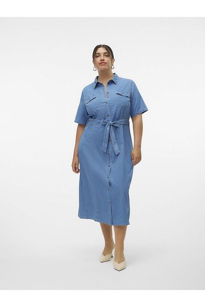 Veromoda Curve Jeanskleid VMCVIO Langes Kleid