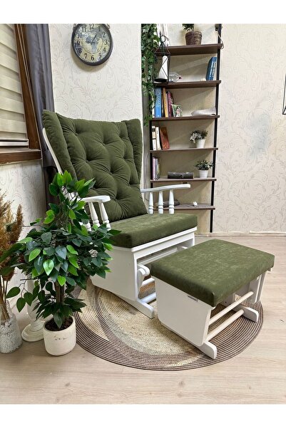 Asedia Mama Puflu Lake Yeşil Minderli Sallanan Sandalye Emzirme Koltuğu Babalar Günü Hediyesi