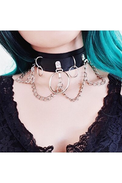 Carpe Çoklu Zincir Detay Tasma Kolye